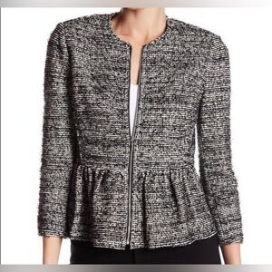 Rebecca Taylor black and white zip front blazer